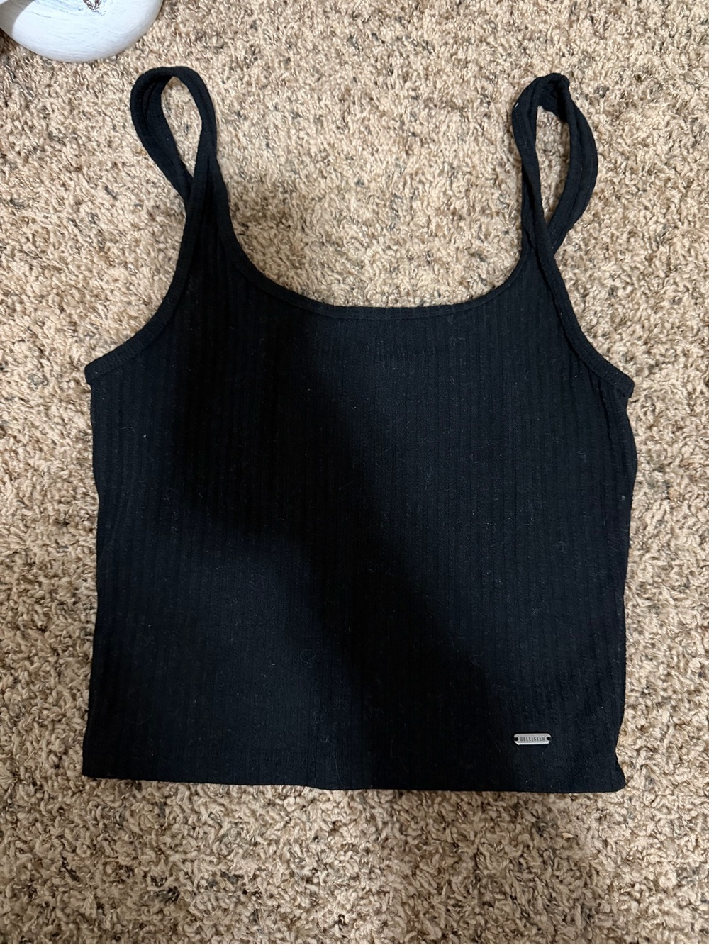 Hollister Black Ribbed Cropped Tank Top - Women